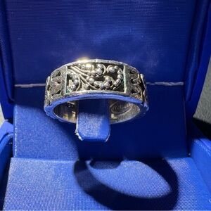 Lois Hill sterling silver ring - granulated scroll and Byzantine weave - size 7